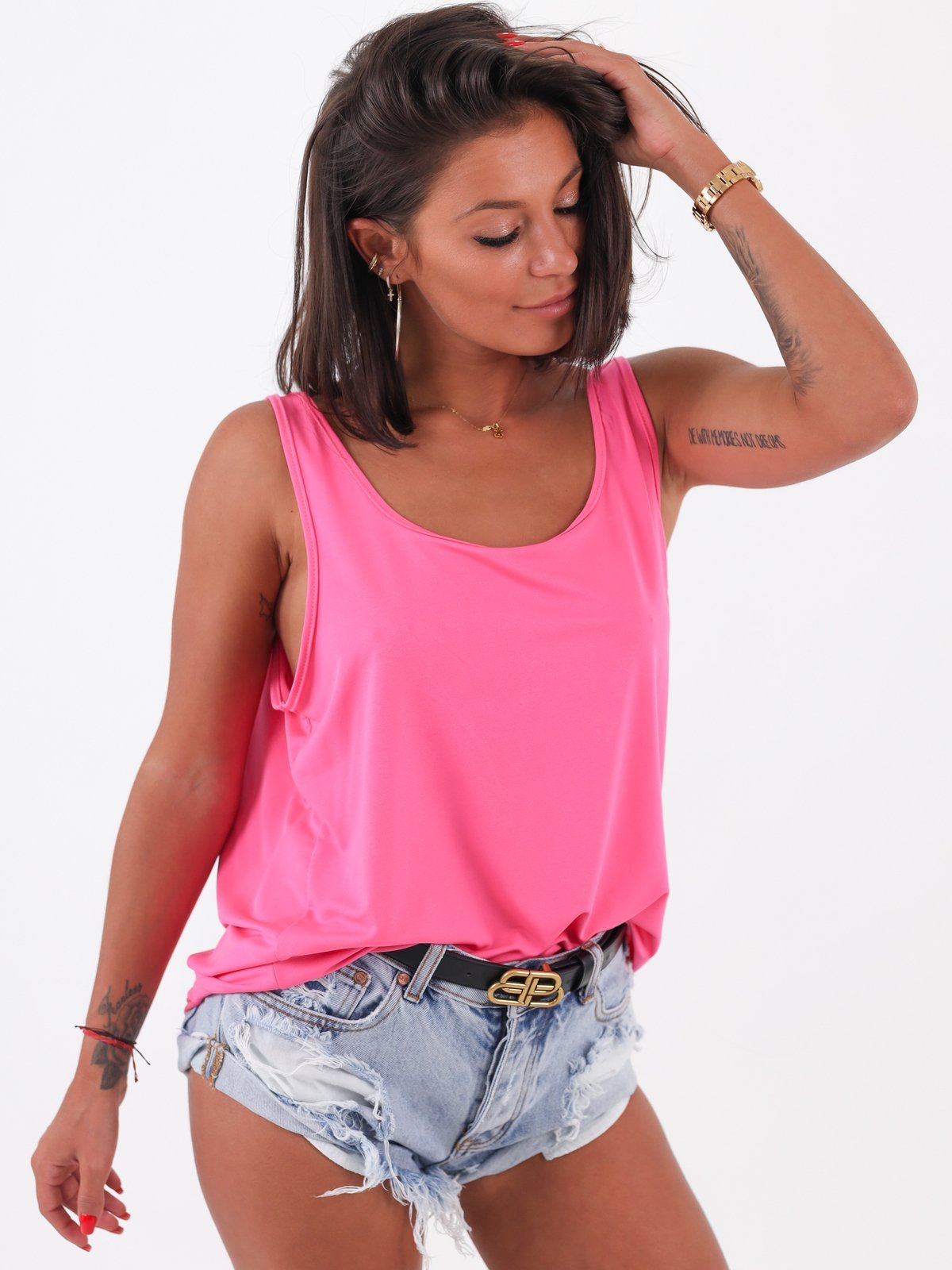 Loose Blouse With Back Water Oversize Neckline | pink B60
