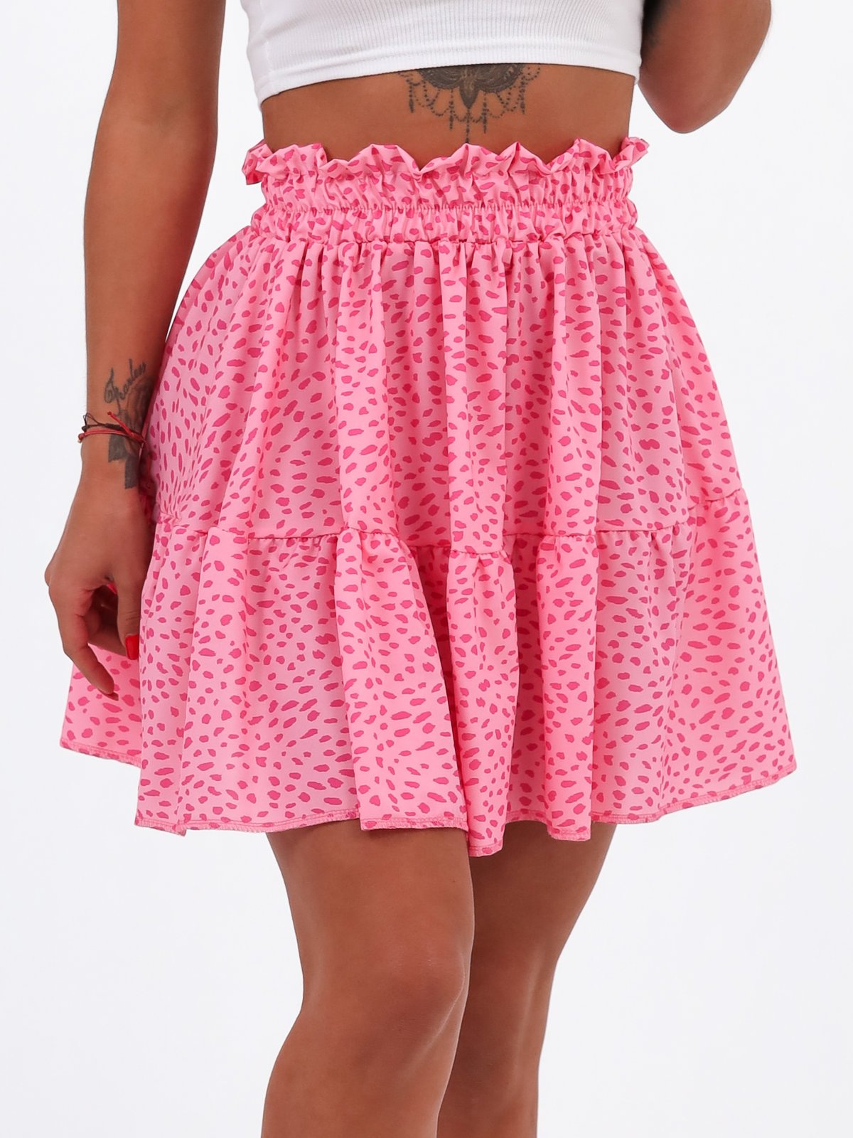 Ruffled Ruffled Miniskirt | pink with spots B146