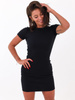 Bawełniana dopasowana mini sukienka z prążka czarna b118 kk01