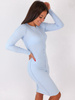 Bawełniana dopasowana sukienka szwy na wierzchu z prążka baby blue b24 kk01