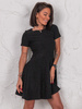 Krótka SUKIENKA z rozkloszowanym dołem z dzianiny przeplatanej błyszczącą nitką czarna E608 k01