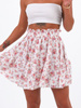 Rozkloszowana zwiewna mini spódnica biała w fioletowe kwiatki b146 k01