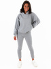 Komplet dresowy luźna bluza z kapturem i dopasowane spodnie szary C370 k01