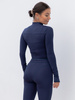 FITNESS / SIŁOWNIA / JOGA dopasowana BLUZA zapinana na zamek z długim rękawem navy blue F104