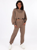 Dresowy komplet krótka oversizowa bluza + spodnie cappuccino C109 k01