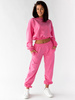KOMPLET dresowy bawełniany krótka bluza i spodnie z niskim stanem różowy D161 k01