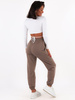 Luźne bawełniane dresowe spodnie dres cappuccino c338 k01
