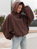 Viralowa Oversizowa BLUZA z kapturem bluzowana kangurka z bawełnianej dresówki brązowa X2 k01