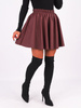 Rozkloszowana spódnica ze skóry ekologicznej bordowa b260 k01