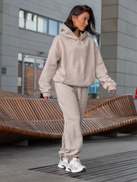 Dresowa bawełniana BLUZA z kapturem kangurka o klasycznym kroju stone X350