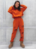 Bawełniany KOMPLET dres z dziurami bluza z kapturem i spodnie pomarańczowy D593 k01