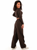 KOMPLET spodnie dresowe spadochrony i top z prążka brązowy d130 k01