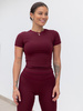 FITNESS / SIŁOWNIA / JOGA dopasowana BLUZKA z krótkim rękawem bordowa F100