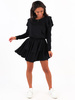 Sukienka z miękkiej dzianiny z falbankami czarna c424 k01