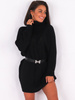 Sweter sukienka z golfem oversize czarny k06