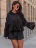 Luźna BLUZA z kapturem oversize szeroka z miękkiego weluru czarna X264 k01