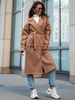 Oversizowy długi PŁASZCZ z paskiem KARDIGAN camel D523 k01