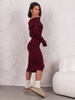 Swetrowa SUKIENKA midi opuszczana na ramiona bordowa E616 k01