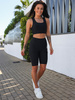 KOMPLET z lycry krótki top na ramkach i krótkie legginsy kolarki czarny D212 k01