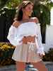 Krótka BLUZKA hiszpanka opuszczana na ramiona z szyfonu biała E236 k01