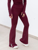 FITNESS / SIŁOWNIA / JOGA dopasowane SPODNIE legginsy z rozszerzanymi nogawkami z wysokim stanem bordowe F103