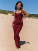 Wiskozowa SUKIENKA maxi na ramiączkach z gołymi plecami bordowa X130 k01