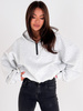 Bawełniana dresowa BLUZA oversize z kapturem na stójce z zamkiem szary melanż E536 k01