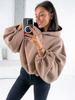 Szeroka luźna BLUZA z kapturem oversize beżowa E348 k01