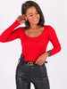 Bawełniana bluzka duży dekolt z prążka czerwona B256 k01