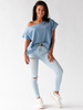 Luźna bawełniana bluzka oversize blue D156 k01