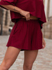 Krótkie luźne SPODENKI SZORTY z wiskozy z gumką w pasie bordowe X204 k01