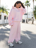 Dresowe bawełniane SPODNIE baggy baby pink E643