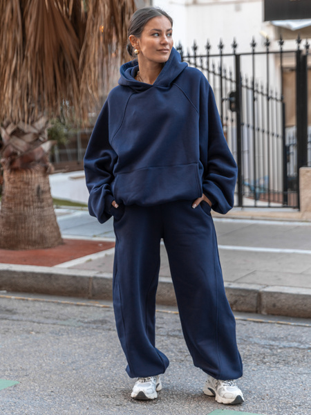 Dresowy ZESTAW: BLUZA z kapturem oversize z raglanowymi rękawami X509 + Bawełniane SPODNIE baggy ze ściągaczami i przeszyciami X510