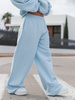 Dresowe bawełniane SPODNIE  z szerokimi nogawkami baby blue X31 k01