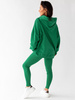 KOMPLET bawełniany oversizowa dłuższa bluza dresowa z kapturem i legginsy z prążka zielony D174 k01