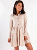Bawełniana rozkloszowana sukienka na guziki beżowa D149 k01