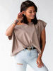 Luźna bawełniana bluzka oversize cappuccino D156 k01