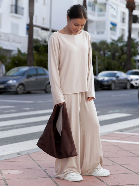 Zamszowa TOREBKA na ramię brązowa F108