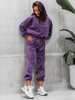 Welurowy KOMPLET dres bluza z kapturem i spodnie fioletowy D580 k01