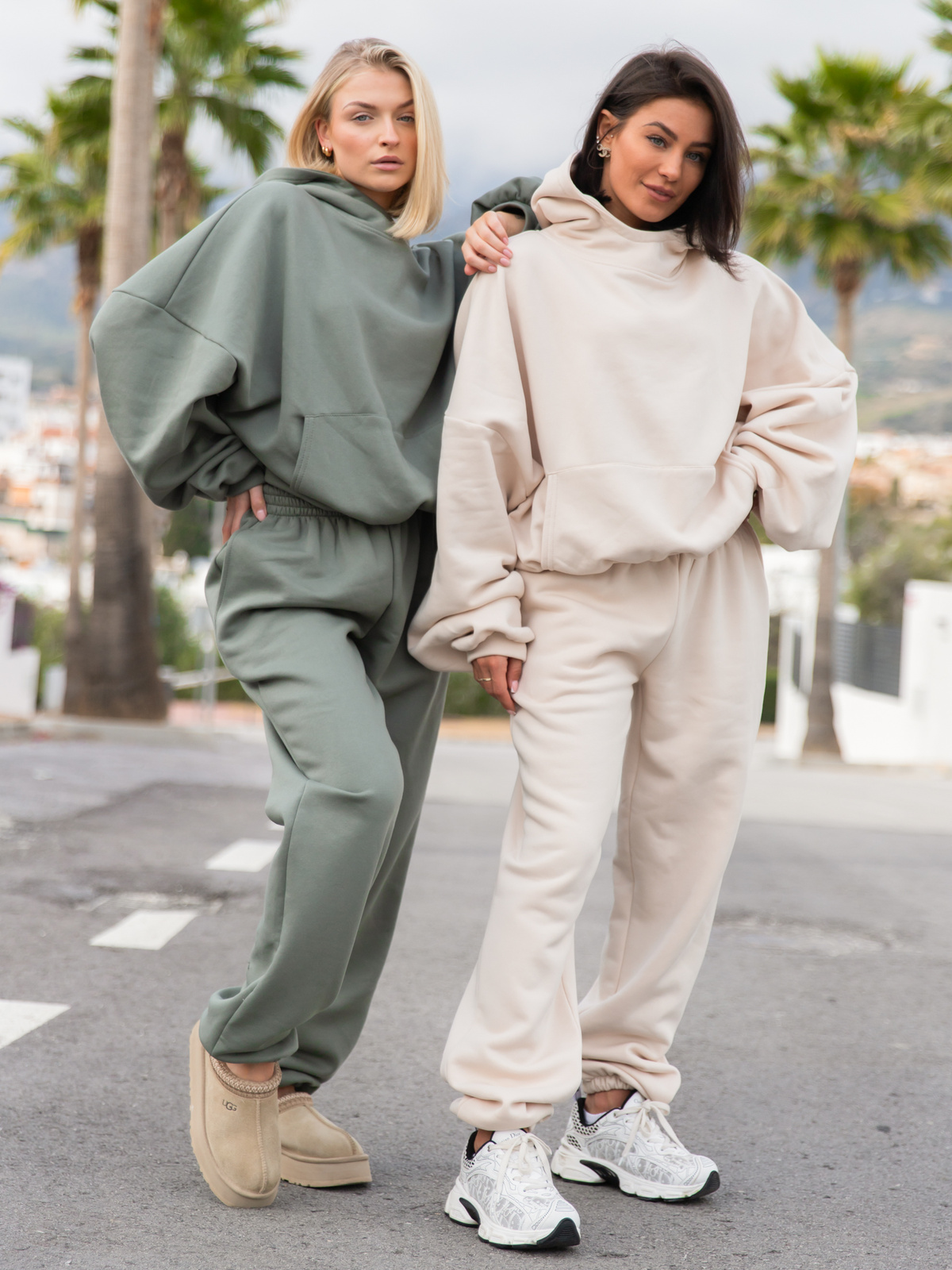 Dresowe bawełniane SPODNIE  ze ściągaczami khaki X32 k01