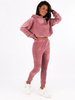 Welurowy dres komplet bluza z kapturem+spodnie brudny róż C122 k01