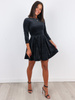 WELUROWA ROZKLOSZOWANA SUKIENKA  czarna A269 k01