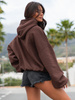 Viralowa Dresowa bawełniana BLUZA z kapturem oversize szeroka brązowa E644
