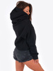 KRÓTKA DRESOWA BLUZA KANGURKA Z KAPTUREM czarna B166 k01