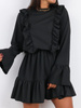 Rozkloszowana sukienka z falbankami czarna a241 k01