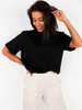 Bawełniany basicowy t-shirt oversize z krótkim rękawem czarna d121 k01