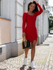 Bawełniana sukienka kopertowy dół z prążka czerwona c331 k01