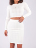 Komplet swetrowy w warkocze bluzka+spódnica biały b205 k01