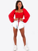 KRÓTKA MARSZCZONA BLUZKA SZEROKIE RĘKAWY czerwona B162 k01
