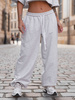 Luźne SPODNIE baggy ze sznurkiem z bawełnianej dresówki niedrapanej od wewnątrz szary melanż X217 k01